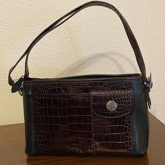 Brighton Handbags - Beautiful Brighton black & brown pebbled leather and faux snake skin leather